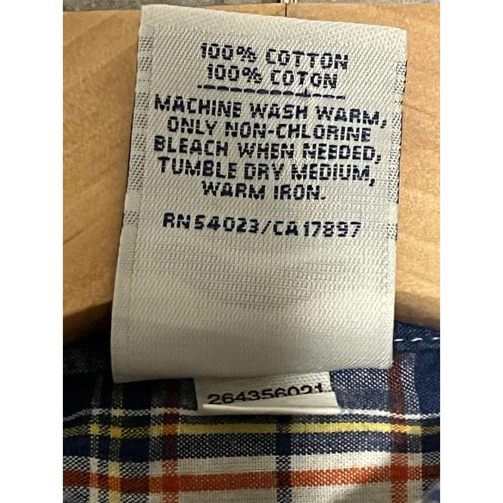 Old Navy Boys Red White Blue Plaid Button Up Shirt Large